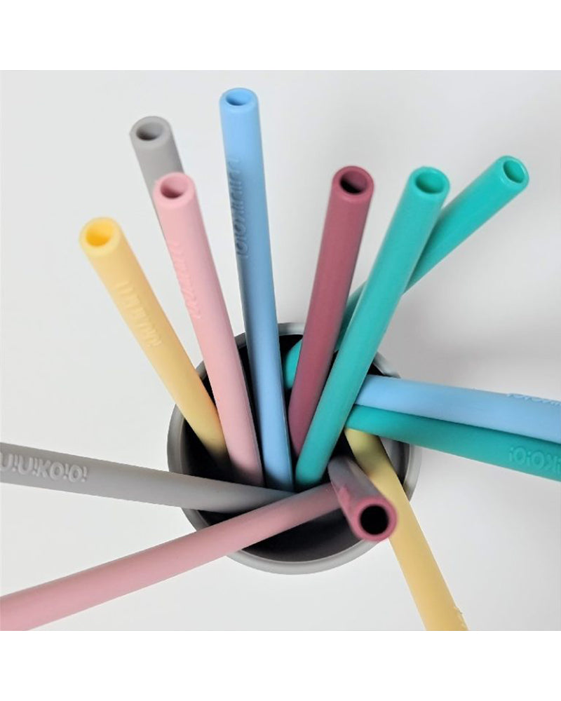 Paille MINIKOIOI avec Brosse en Silicone – Bleu