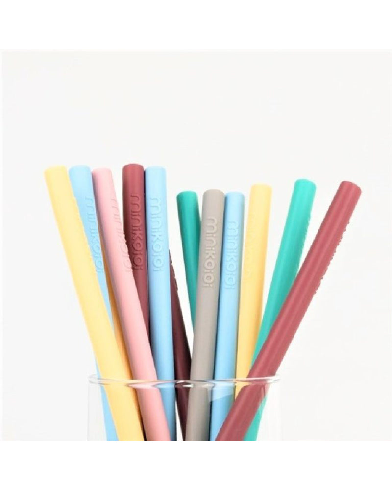 Paille MINIKOIOI avec Brosse en Silicone – Bleu